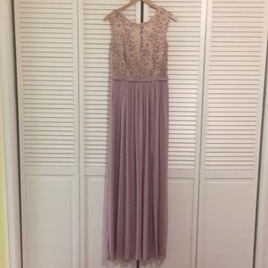 David’s bridal chiffon and lace rose gold size 8